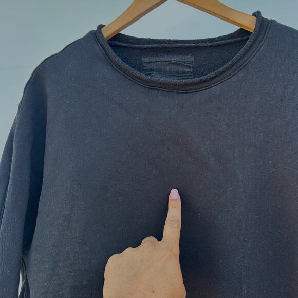 Frank & Eileen Anna Capelet Long Sleeve Triple Fleece Sweatshirt Black Medium - Picture 9 of 9